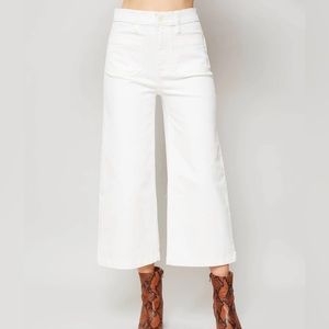 J.Crew size 26 point sur wide leg crop white denim.